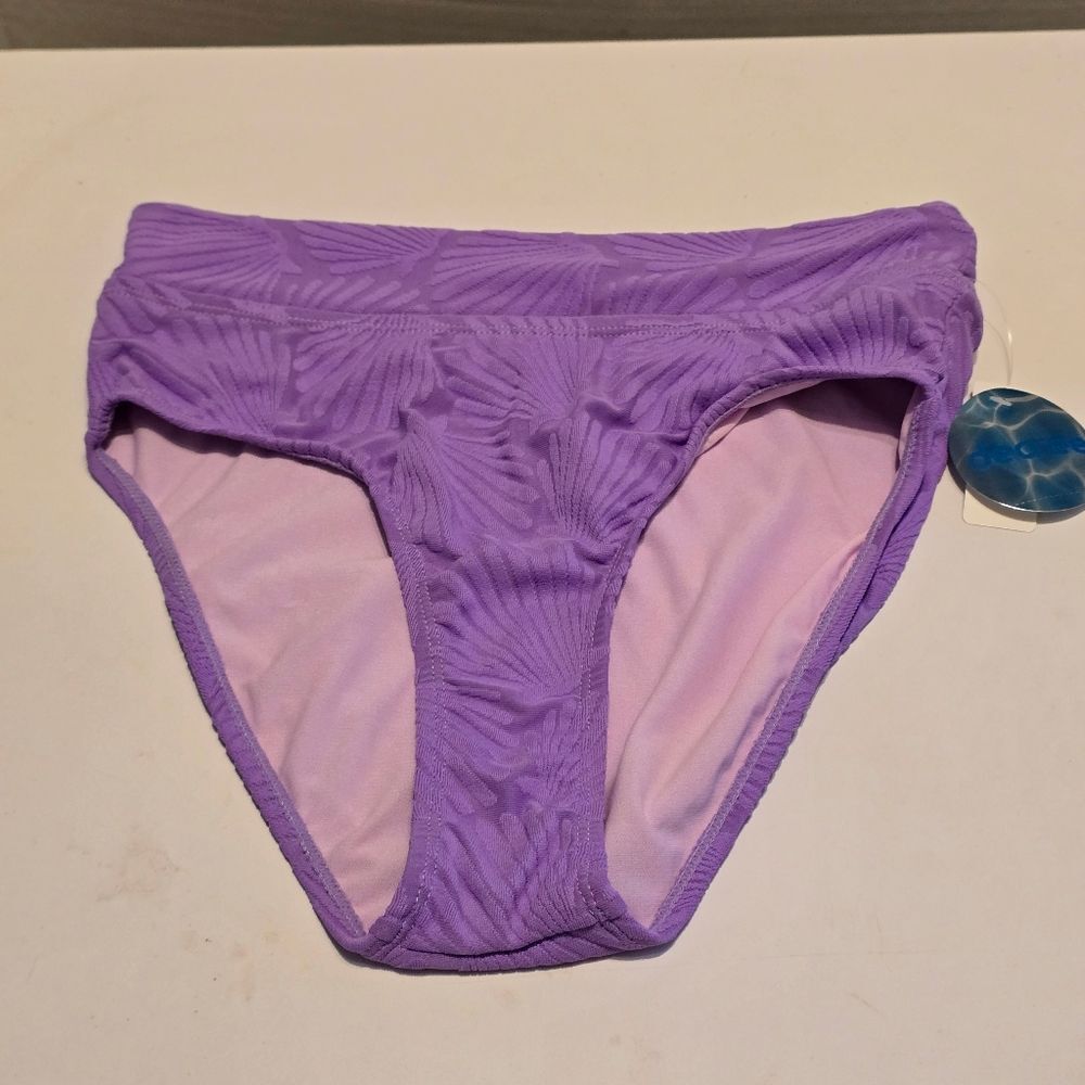 Decree Purple Sea Shell Swim Bottom High Rise Medium Coverage Size Xs